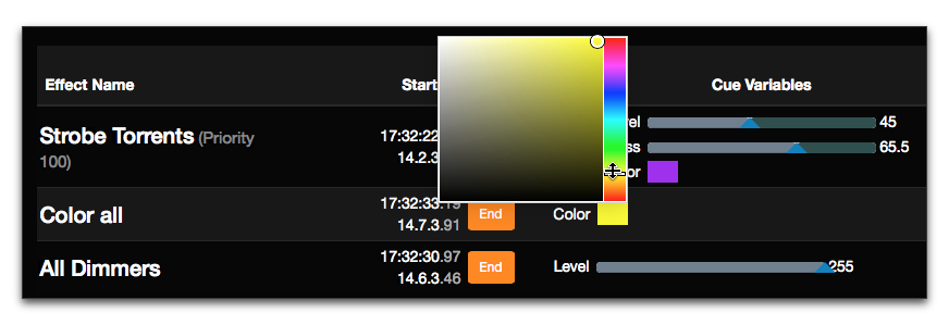 Effect Color Parameter Adjustment